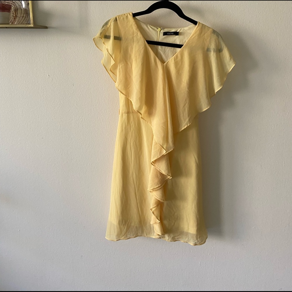 Yellow summer dress with ruffles
